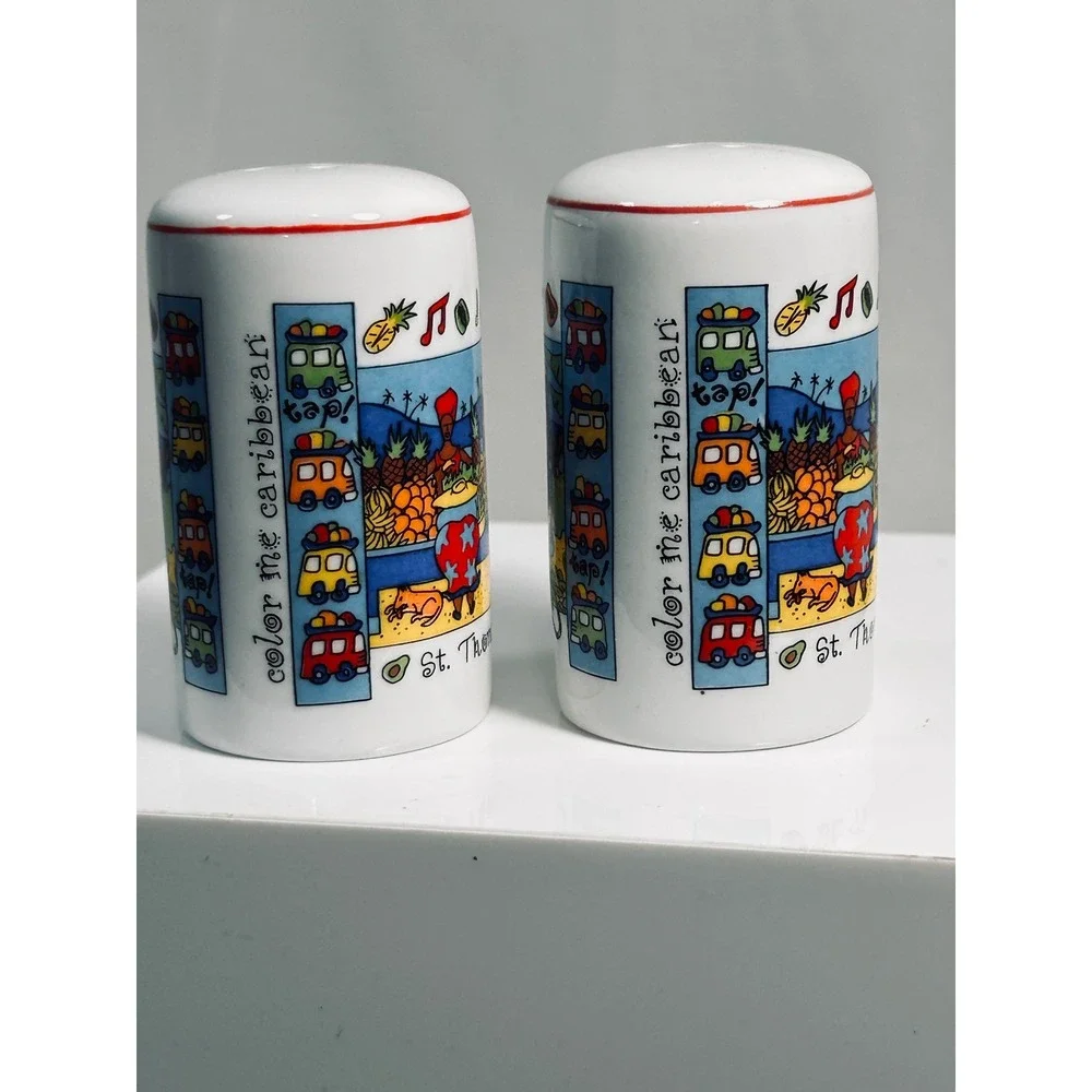 Vintage Color Me Caribbean US Virgin Islands Salt and Pepper Shakers Set Ceramic